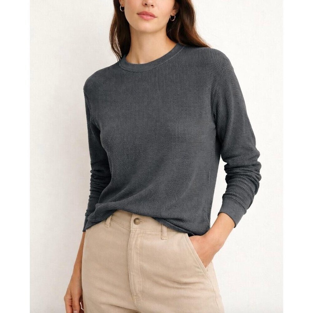 Aritzia Tna Waffle Raglan Longsleeve Charcoal Gray Size XL
